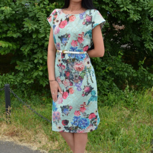 Rochie rafinata cu maneca scurta si imprimeu floral multicolor - Img 5