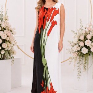 Rochie rafinata de zi, culoare,negru-rosu