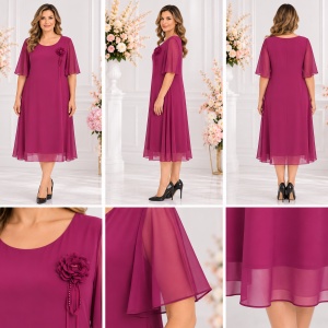 Rochie rafinata din vual fin , nuanta de roz - Img 2