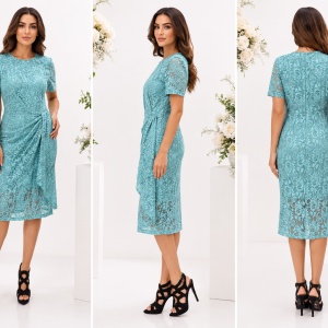 Rochie rafinata Jasmin din dantela,nuanta de turcoaz - Img 3