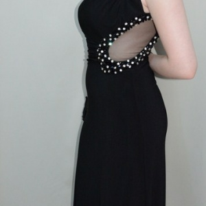 Rochie rafinata, model lung one-shoulder, de culoare neagra - Img 5