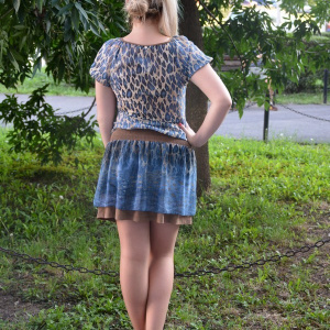 Rochie scurta de zi, din voal, imprimeu animal-print - Img 4