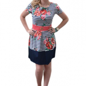Rochie shic, de vara, cu maneca scurta, multicolora