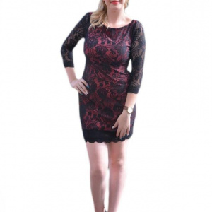 Rochie spectaculoasa, cu dantela neagra aplicata pe pudra - Img 1
