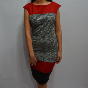 Rochie tinereasca cu design de dungi multicolore si croi cambrat - Img 4