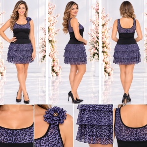 Rochie tinereasca de seara, nuanta neagra cu design animal-print - Img 2