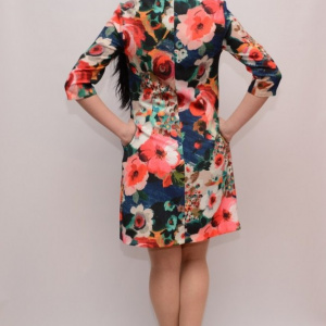 Rochie trendy cu imprimeu floral, multicolor, de primavara-vara - Img 7