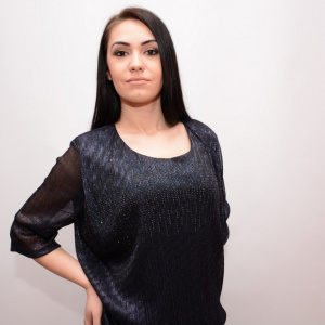 Rochie vaporoasa pentru ocazii, nuanta de bleumarin, usor lucioasa - Img 6