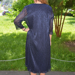 Rochie Zefera cu cartigan asimetric ,nuanat de bleumarin - Img 6