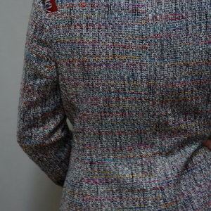 Sacou casual cu maneca lunga, din tesatura cu fibre multicolore - Img 4