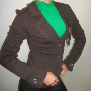 Sacou casual, maro, maneci lungi si rever ascutit - Img 3