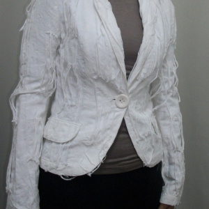 Sacou cazual, modele atipice, design special, culoare alb - Img 3