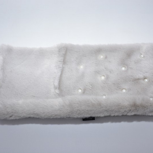 Sal din blanita cu aplicatii de perle,model dreptunghiular,nuanta de gri - Img 2