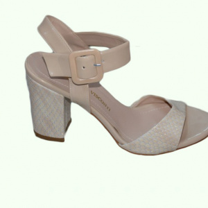 Sanda bej cu design de piele de sarpe, fixare in jurul gleznei - Img 4