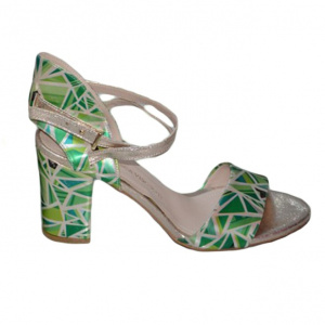 Sanda fashion de culoare verde deschis, cu toc inalt, stabil - Img 5