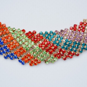 Set elegant de bijuteri,colier oval si cercei,multicolor - Img 2