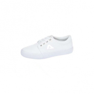 Tenis clasic din material de panza alb cu talpa flexibila, joasa - Img 3