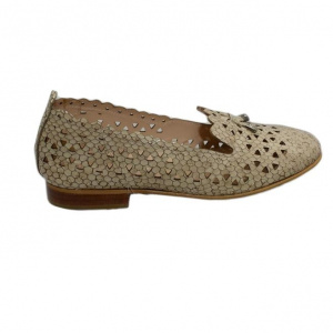 Balerin confortabil de nuanta bej cu design de piele de reptila - Img 1