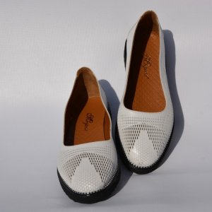 Balerin confortabil in nuanta de alb, cu talpa joasa, flexibila - Img 4