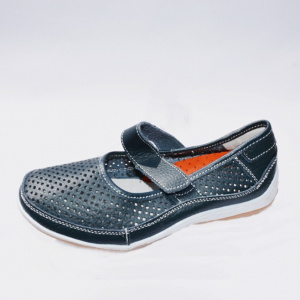 Balerin din piele de culoare bleumarin cu model din decupaje - Img 6