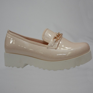 Balerin trendy de culoare crem cu varf rotund si aspect lucios - Img 7