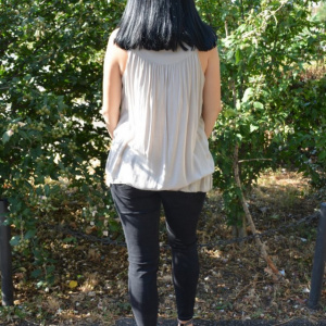 Bluza casual, kaki, fara maneca cu broderie deosebita florala - Img 6