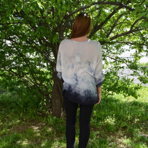 Bluza chic cu aspect asimetric si imprimeu deosebit multicolor - Img 5