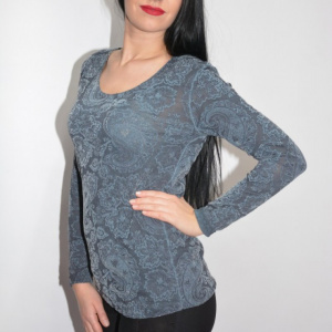 Bluza cu imprimeu digital natural in nuanta de gri - Img 5
