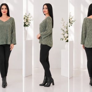 Bluza cu imprimeu digital natural nuanta verde - Img 3