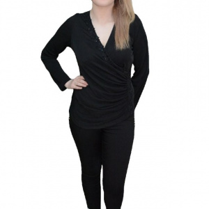 Bluza cu maneca lunga, in nuanta neagra, potrivita pentru ocazii - Img 1