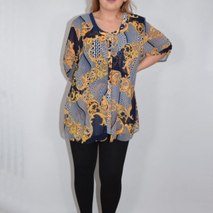 Bluza dama, casual, model abstract pe fundal bleumarin - Img 4