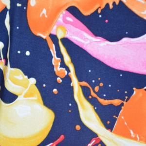 Bluza dama de zi, cu design abstract multicolor, pe fundal bleumarin - Img 5