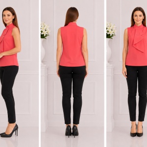 Bluza deosebita de vara cu volan mare in fata, de culoare corai - Img 3