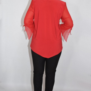 Bluza eleganta ,croi lejer,accesorizata cu brosa tip floara,rosu - Img 7