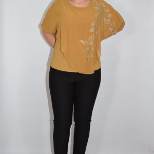Bluza eleganta cu aplicatii deosebite Dakota,nuanta de mustar - Img 3
