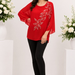 Bluza eleganta cu aplicatii deosebite Dakota,nuanta de rosu