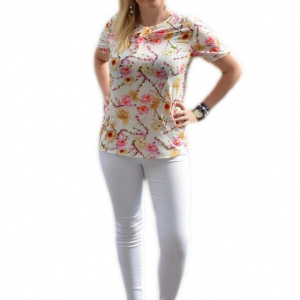 Bluza tinereasca, casual din material subtire cu flori multicolore - Img 1