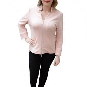 Bluza tip sacou plamanie, cu fermoar argintiu si maneca lunga - Img 1