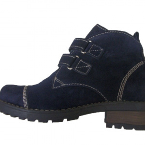 Bocanci din piele intoarsa, de culoare bleumarin, cu doua barete - Img 2