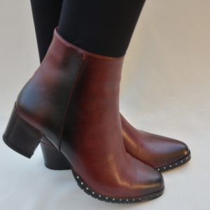 Botina comoda cu toc gros si design in degrade, nuanta marsala - Img 4