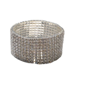 Bratara eleganta, cu constructie elastica, nuanta argintie cu cristale - Img 1