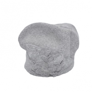 Caciula Suzane accesorizata cu petale 3d si insertii de strasuri,nuanta de gri - Img 1