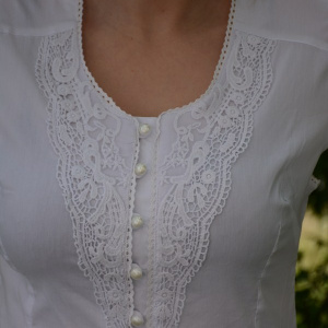 Camasa alba cu broderie, material din bumbac usor elastic - Img 4