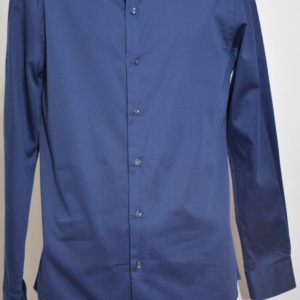 Camasa bleumarin cu design simplist si croi slim, maneca lunga - Img 3
