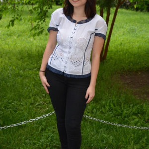 Camasa Elena cu model perforat,nuanat de alb - Img 2