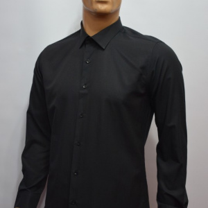Camasa neagra cu maneca lunga, model slim, design de buline - Img 2