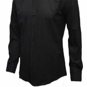 Camasa neagra cu maneca lunga, model slim, design de buline - Img 1