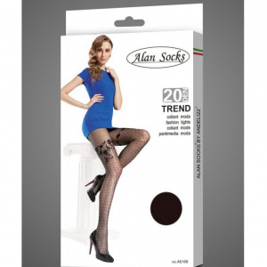 Ciorap pantalon fin cu model rafinat de buline si flori, de 20 DEN - Img 6
