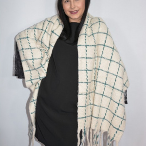 Fular dama Dalma ,model cu patratele,bej - Img 2