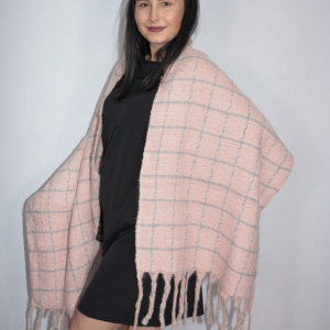 Fular dama Dalma ,model cu patratele,pudra - Img 2